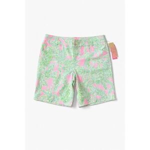 NWT Lilly Pulitzer Shorts Size 14 Bettina Green Pink Golf Luxletic SPF 50 Casual